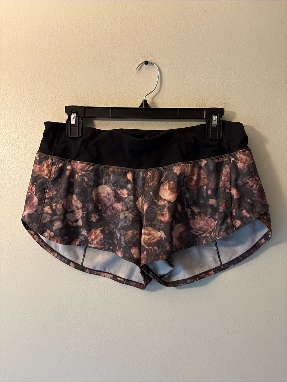 Lululemon Floral Athletic Shorts with Black Waistband, Size 8 Women’s